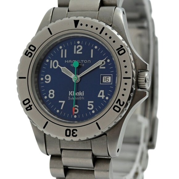 Hamilton 31mm Vintage Khaki Blue Sunburst Dial Quartz Sub Diver Watch - Picture 2 of 7